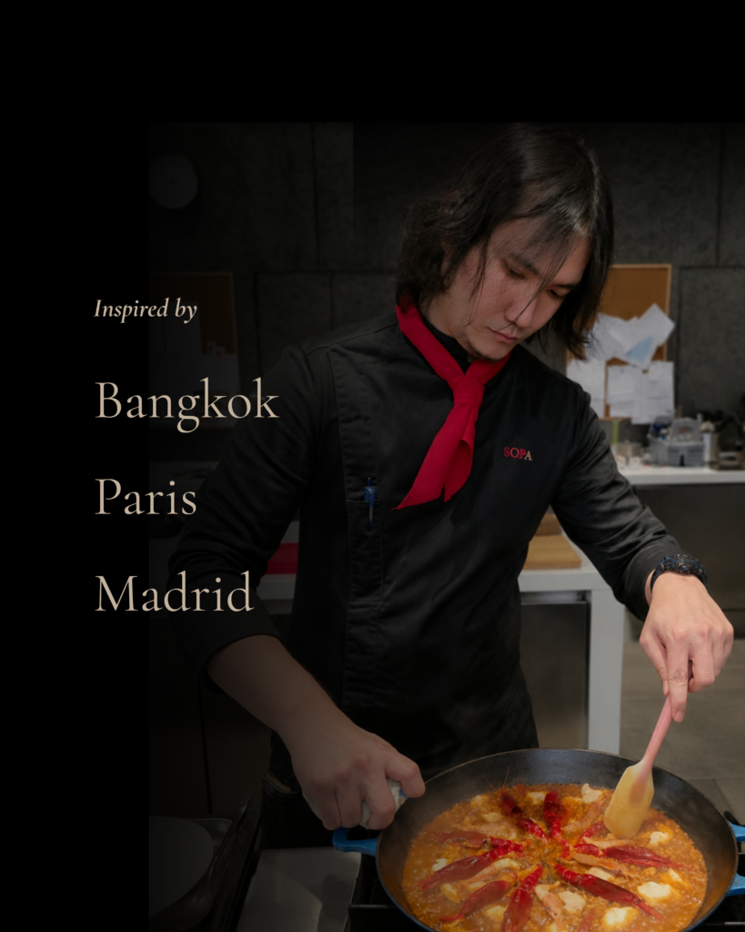 Chef preparing Spanish cuisine at SÓPA Bangkok