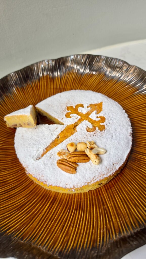 Spanish dessert Bangkok Tarta de Santiago with prune filling at SÓPA